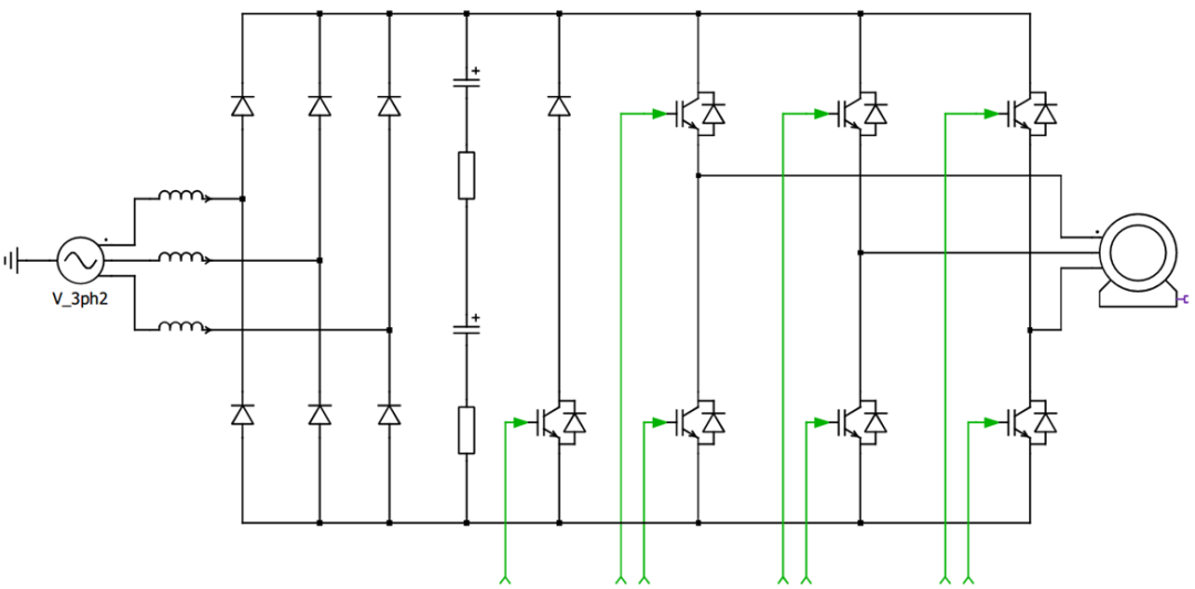 图6 采用被动式 PFC 的热泵电路框图 (相电流 ≤16A)