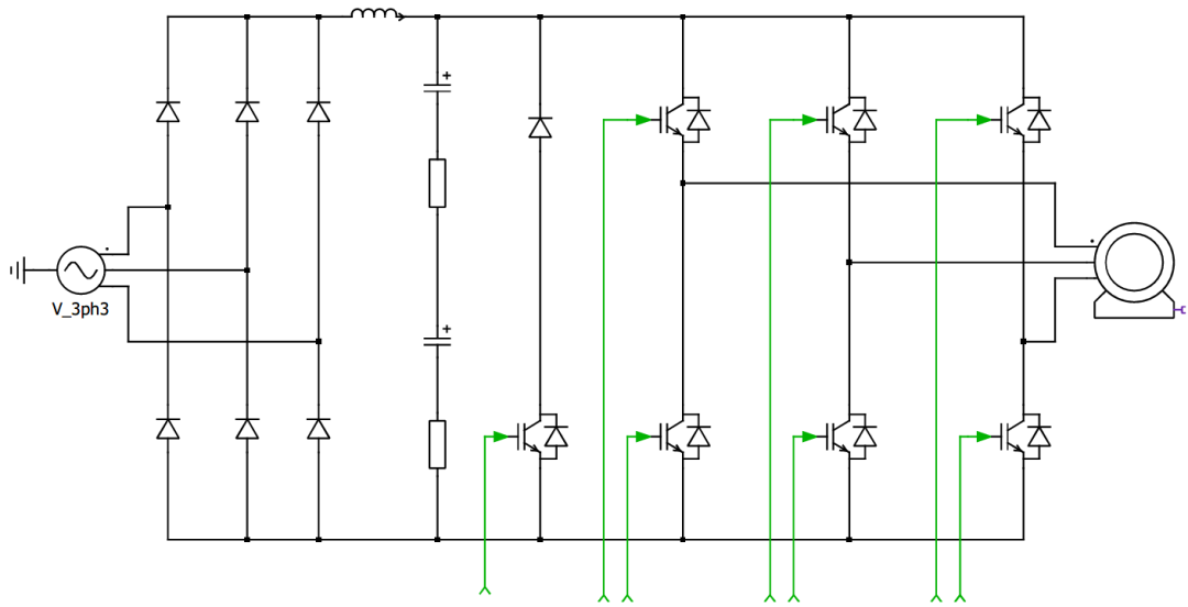 图4  IGBT PIM 模块及被动式 PFC 电路框图 (相电流 >16A)