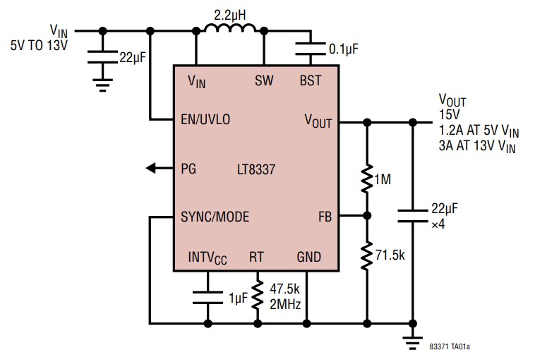 图9 LT8337 典型应用电路