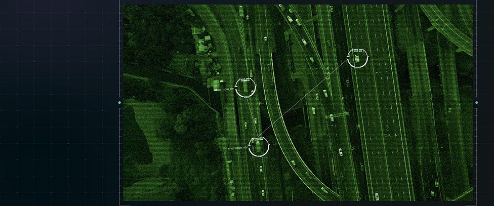 Industrial machine vision monitoring vehicles from overhead view