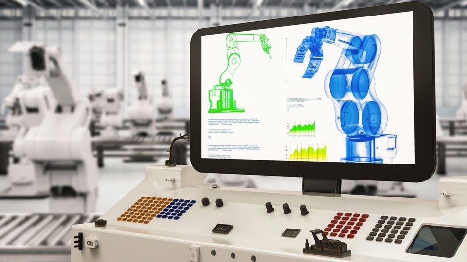 Factory control station for robotic arms
