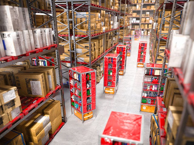 AMR shelving in warehouse