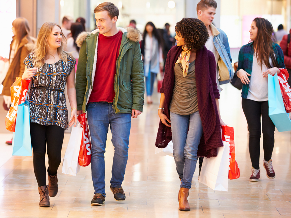 Diverse mall customers