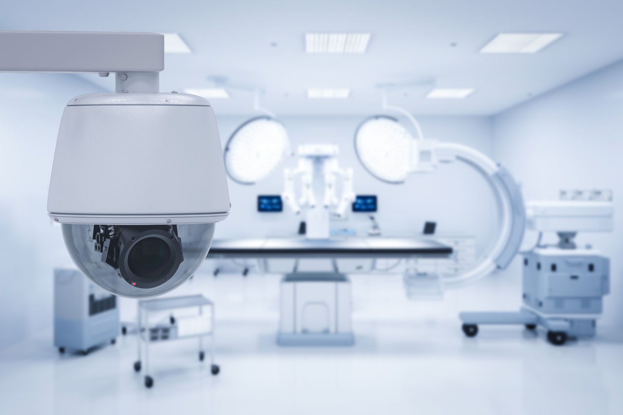 3d rendering security camera in hospital surgery room