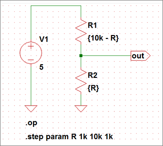 Voltage divider using a variable resistor