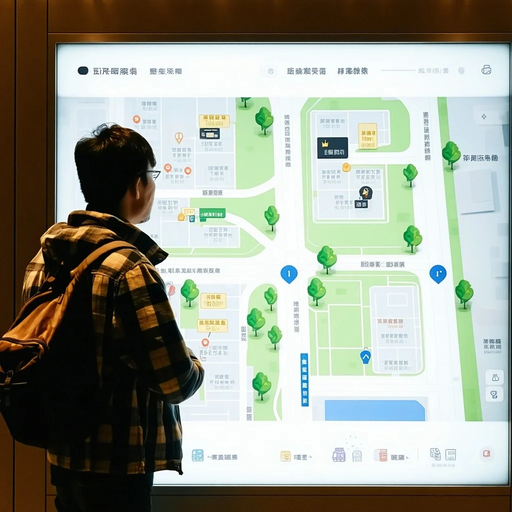 Customer Experiences a-person-standing-in-front-of-an-interactive-kiosk-looking-at-a-map-of-a-store