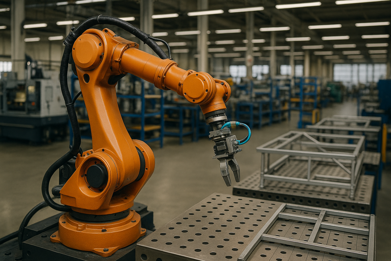 industrial robot in a factory industrial robot in a factory